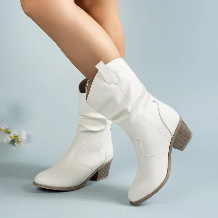 Ladies Classic Low Heel Western Boots with Grip Sole