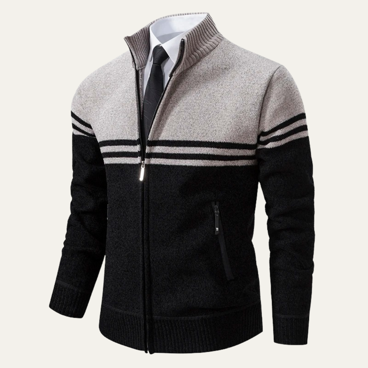 Warm Men's Cable Knit Fleece Lined Cardigan Sweater