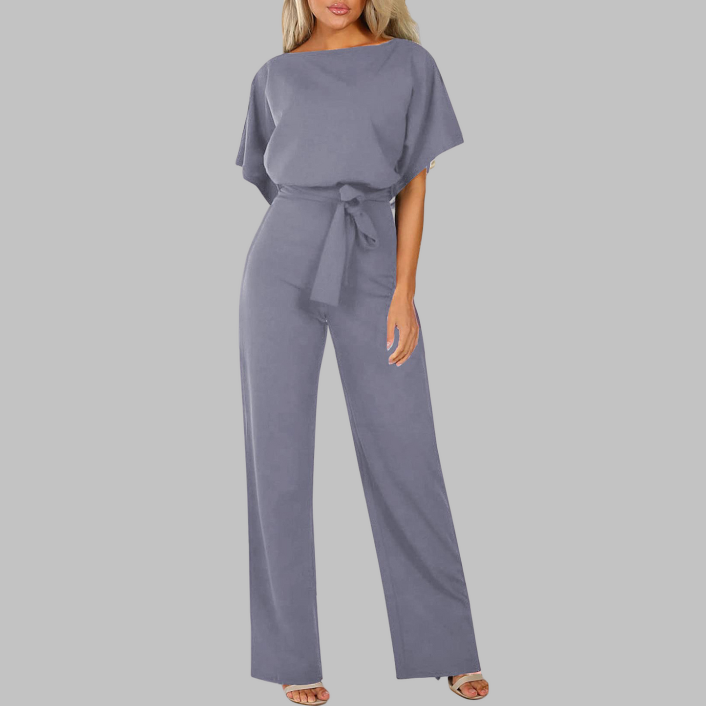 Relaxed Fit V Neck Batwing Jumpsuit
