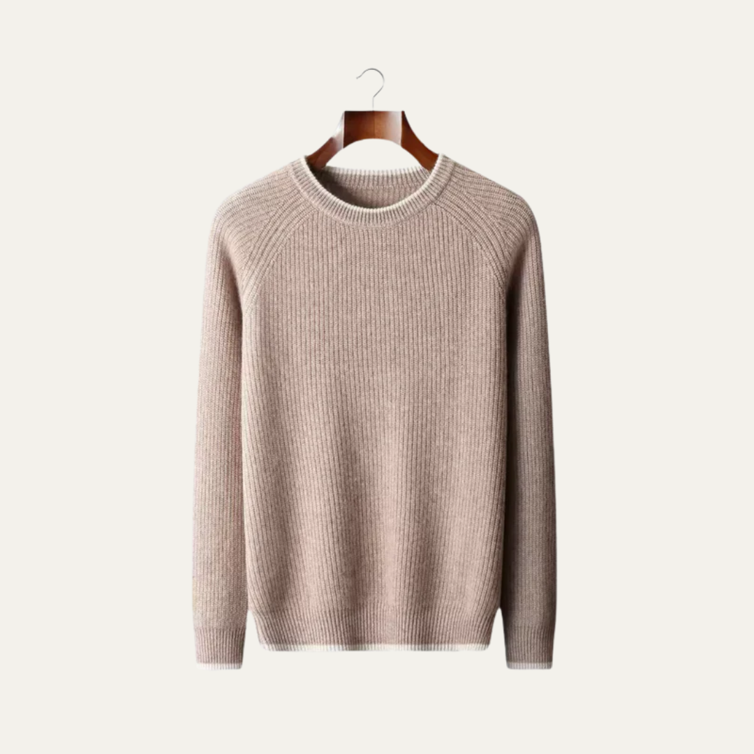 Classic Fit Crew Neck Jumper with Contrast Edging