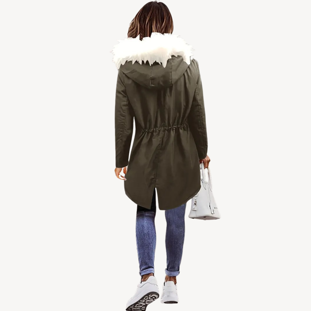 Ladies Synthetic Fur Hooded Coat Jacket