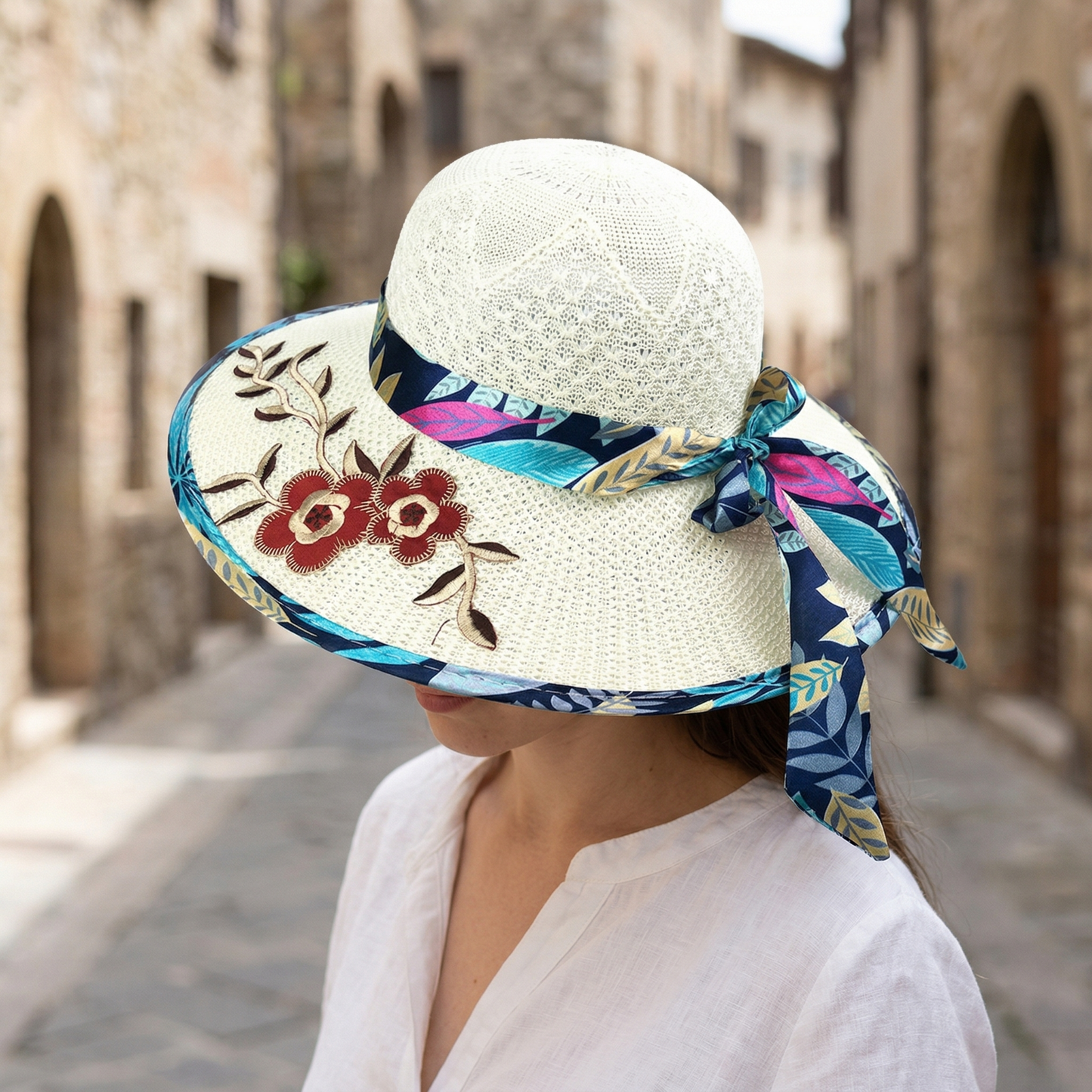 Chic Floral Wide Brim Summer Sun Hat for Women