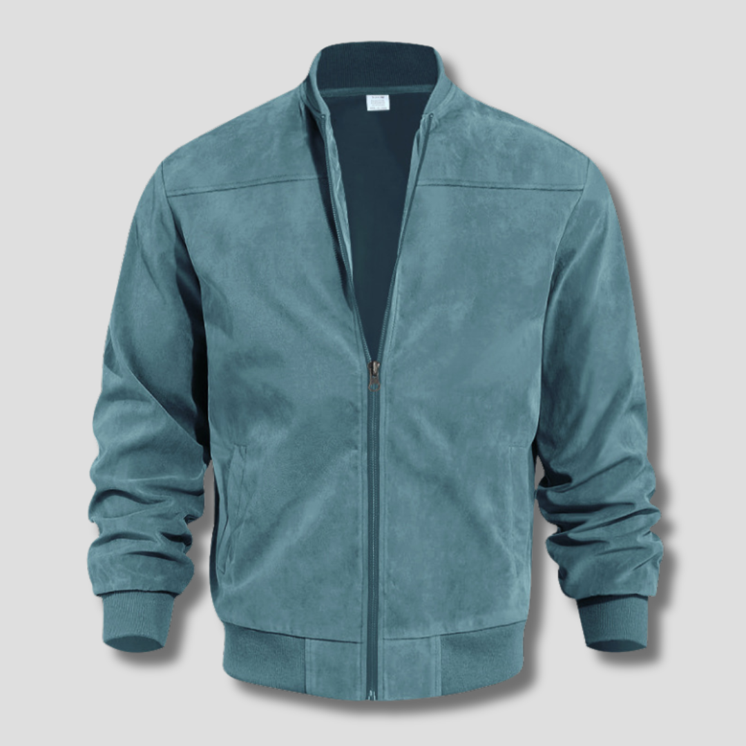 Men's Warm Winter Bomber Jacket with Ribbed Details