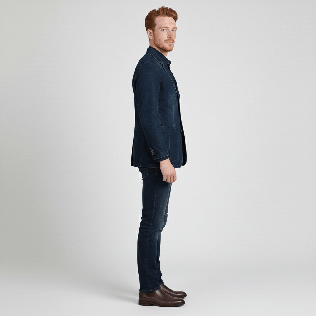 Classic Fit Denim Jacket with Button Front