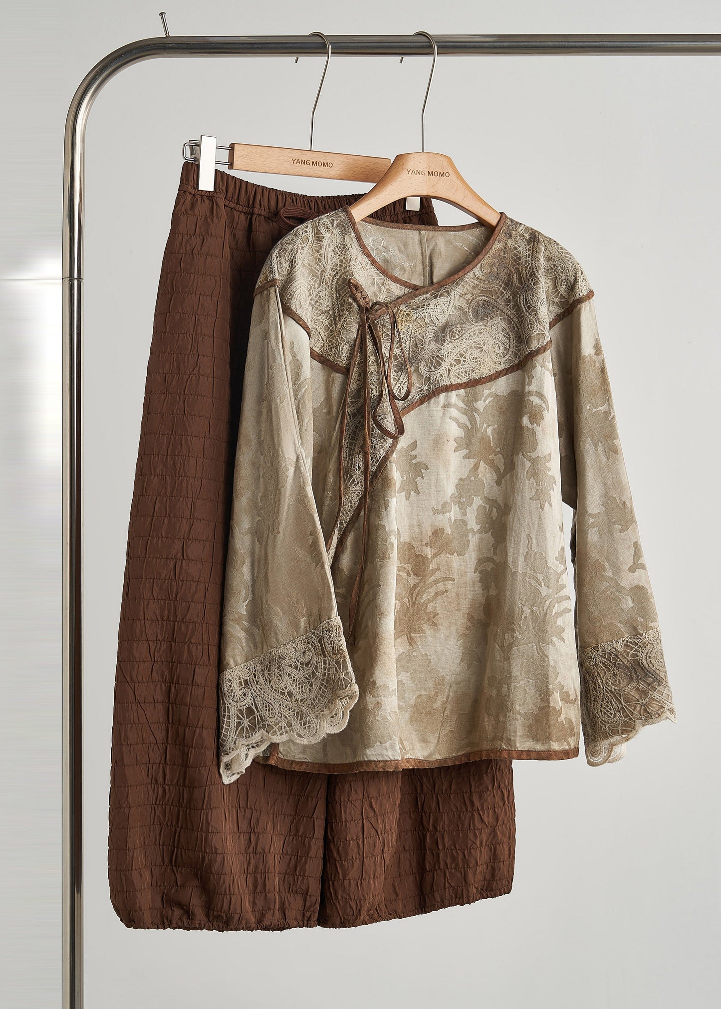 Women's Cotton Blend Patchwork Loose Fit Brown - OutfitLondon