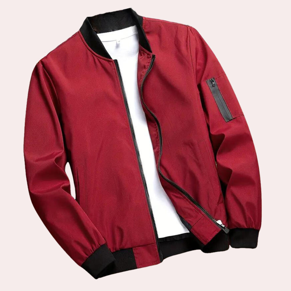 Men's Classic Fall Bomber Jacket with Simple Design