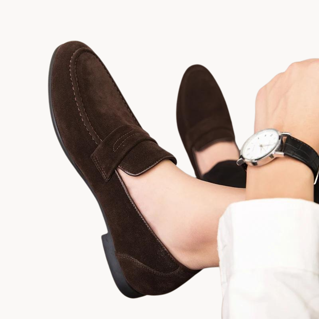 Men's Luxury Suede Slip On Loafers with Thick Rubber Sole