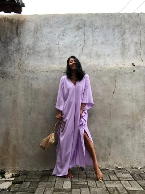 Elegant Garden Print Long Sundress for Ladies