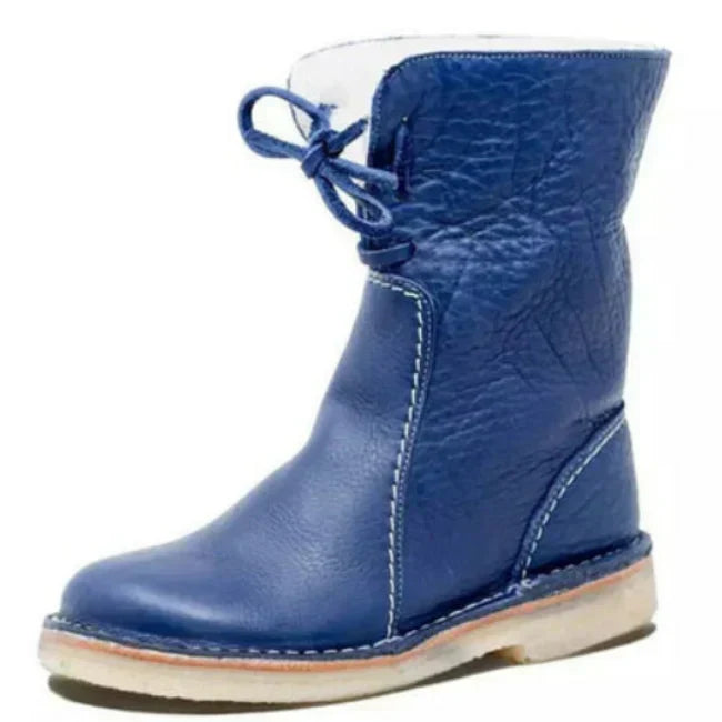 Ladies Genuine Leather Ankle Boots with Warm Lining