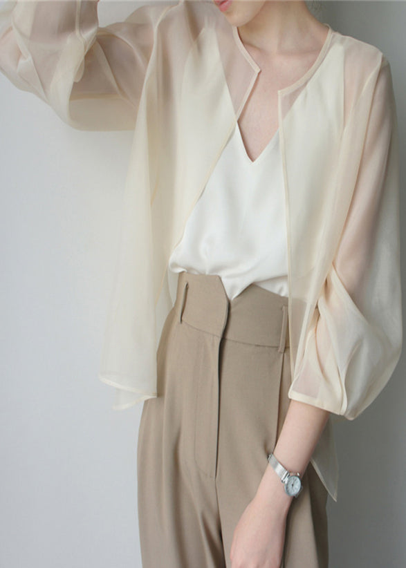 Women's Lightweight Breathable Cardigan UPF 50 Apricot - OutfitLondon