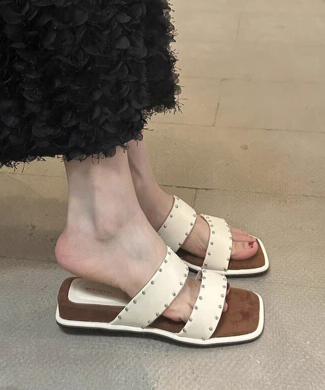 Women's Beige Wedge Sandals Open Toe Cushioned Insole - OutfitLondon