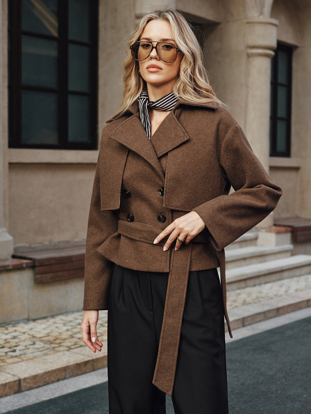 Classic Fit Tweed Overcoat with Belt