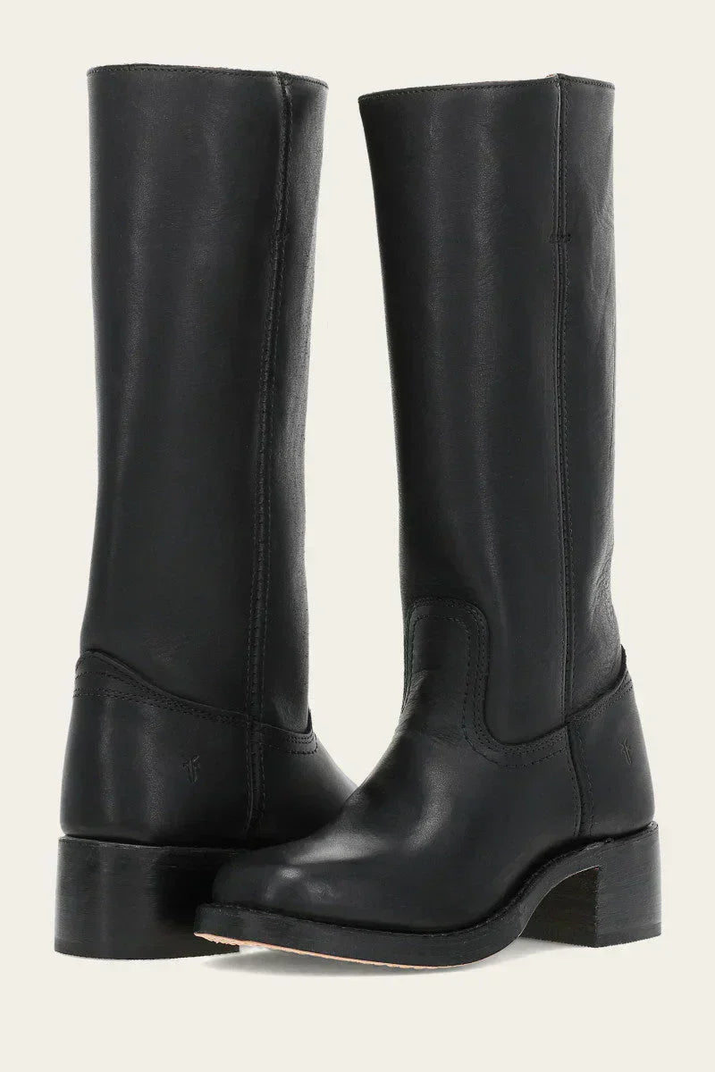 Trendy Leather High Heel Boots for Women