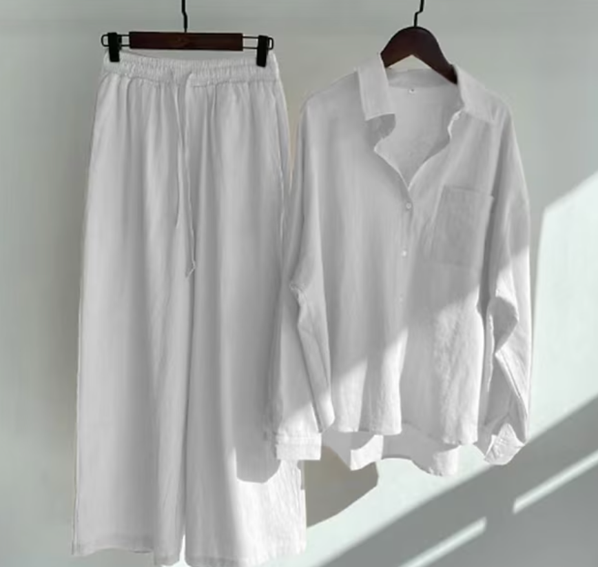 Relaxed Fit Cotton Pants and Top Set