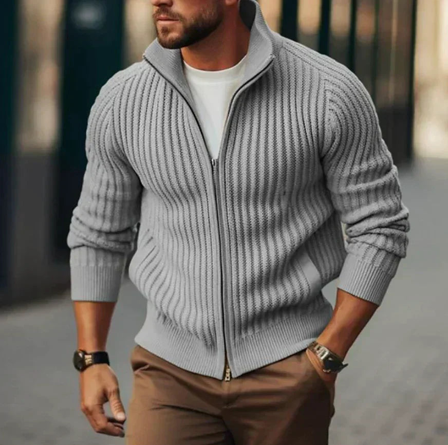 Warm Mens Zip Up Cardigan Sweater