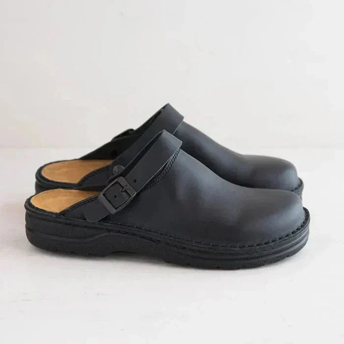 Comfortable Women's Leather Mule Shoes
