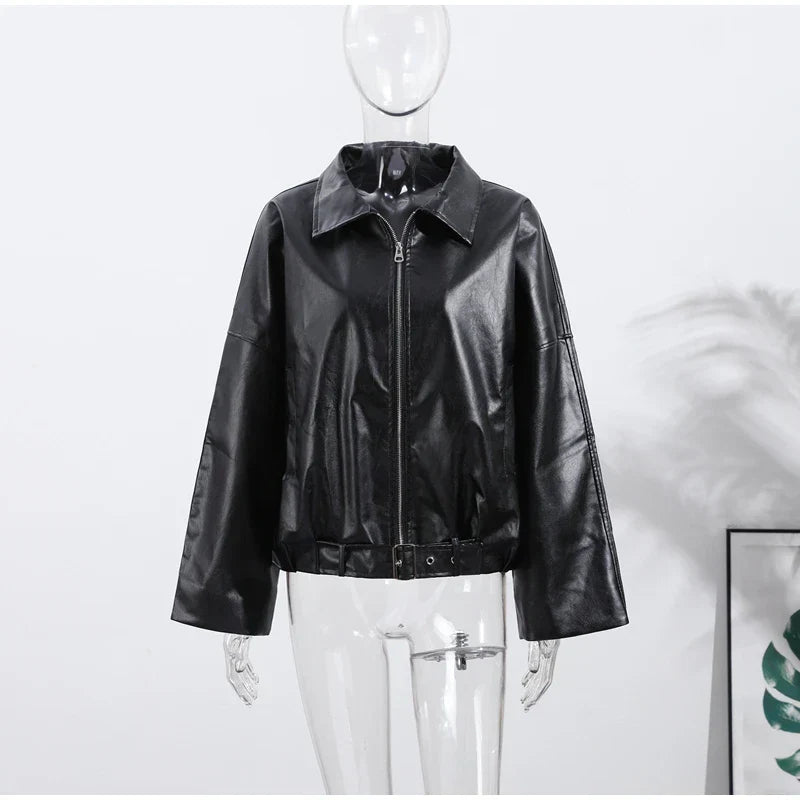 Classic Women's Faux Leather Biker Jacket