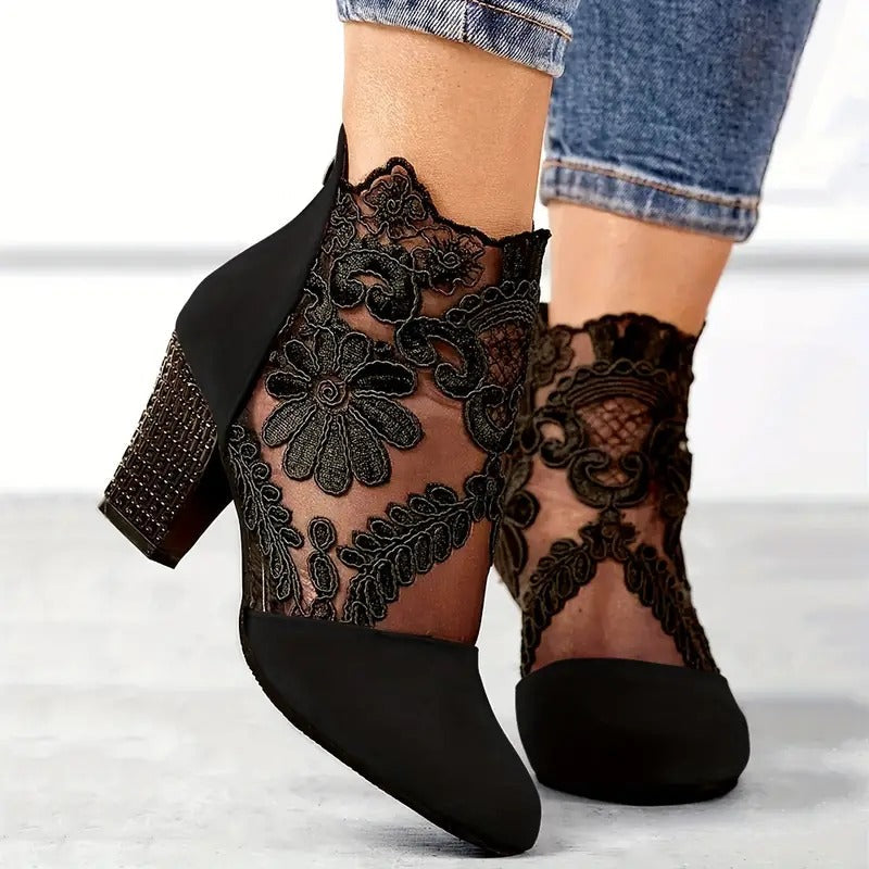 Elegant Ladies Low Heel Ankle Shoes