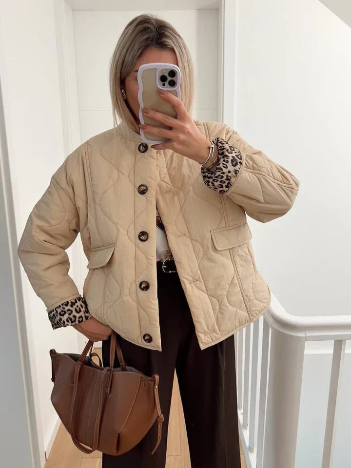 Warm Padded Women's Bomber Coat with Buttons