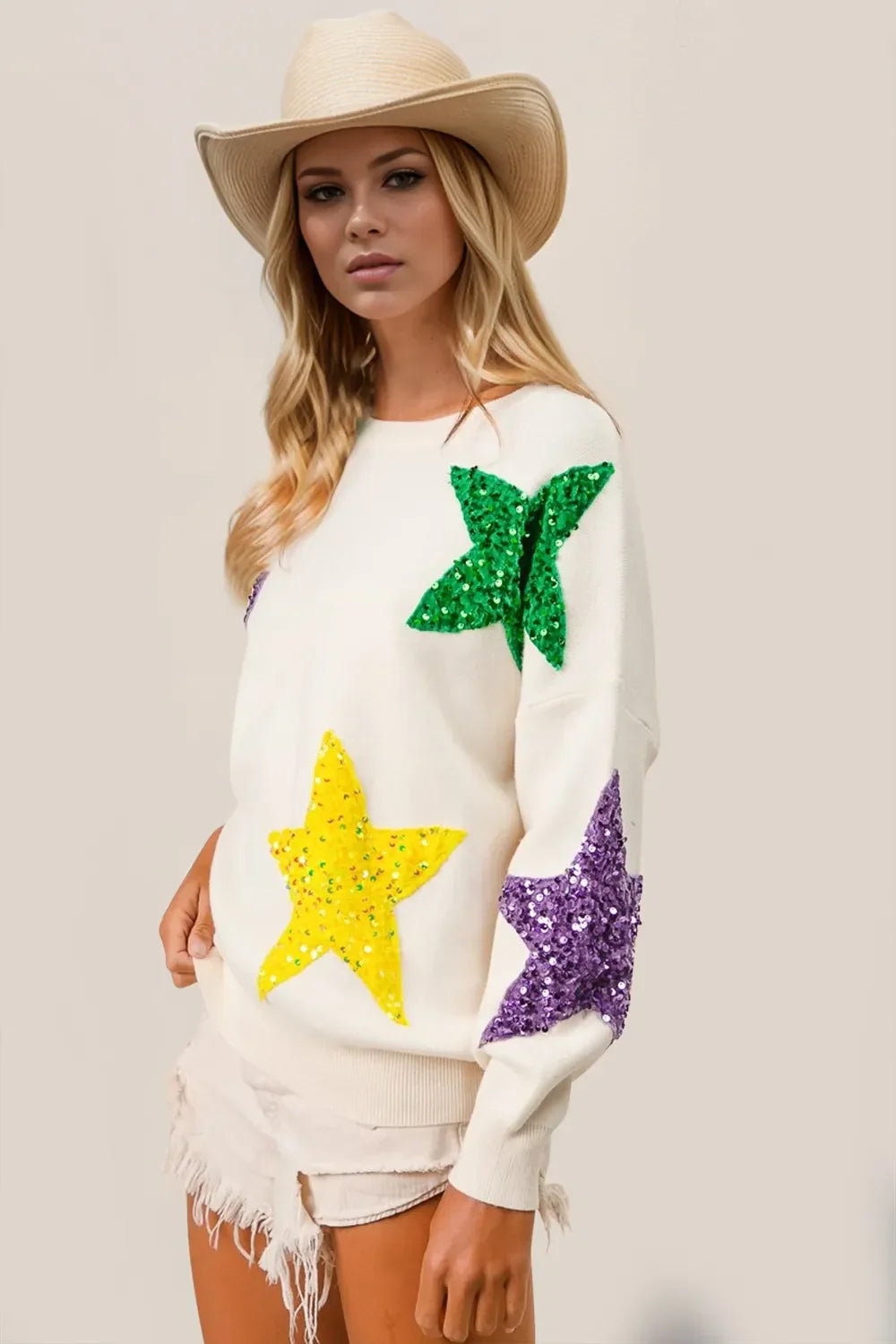 Glittering Star Knit Women's Sweater