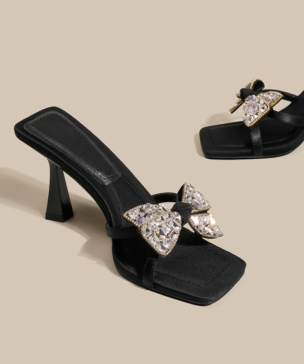 Women's High Heel Sandals Black 8cm Heel Cushioned Insole - OutfitLondon