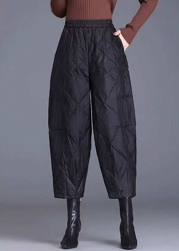 Women's Plaid Shorts Cotton Elastic Waist Black - OutfitLondon