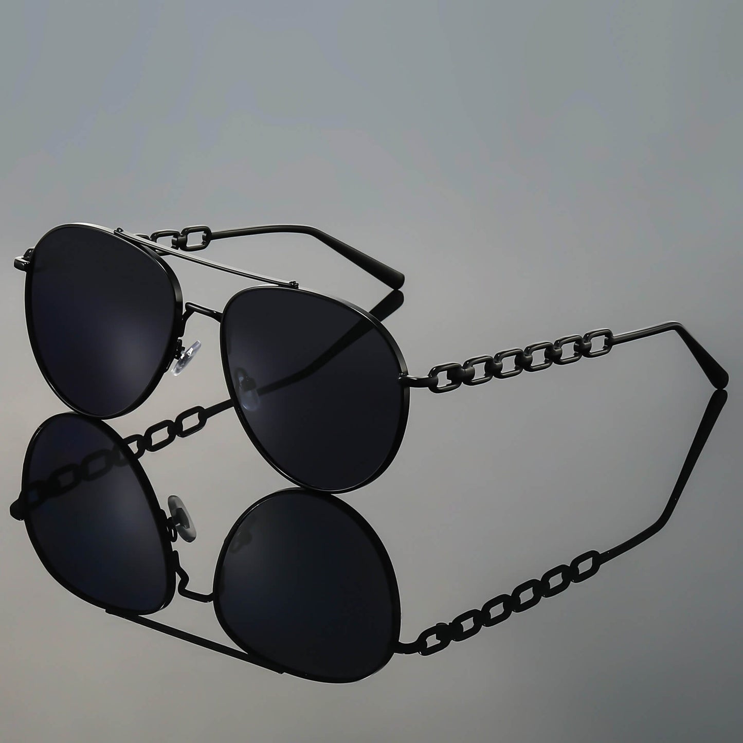 Trendy Aviator Shades with Chain Temples and Gradient Lenses