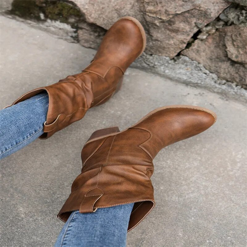 Women's Fashion Ankle Boots Western Style Sizes 36-42