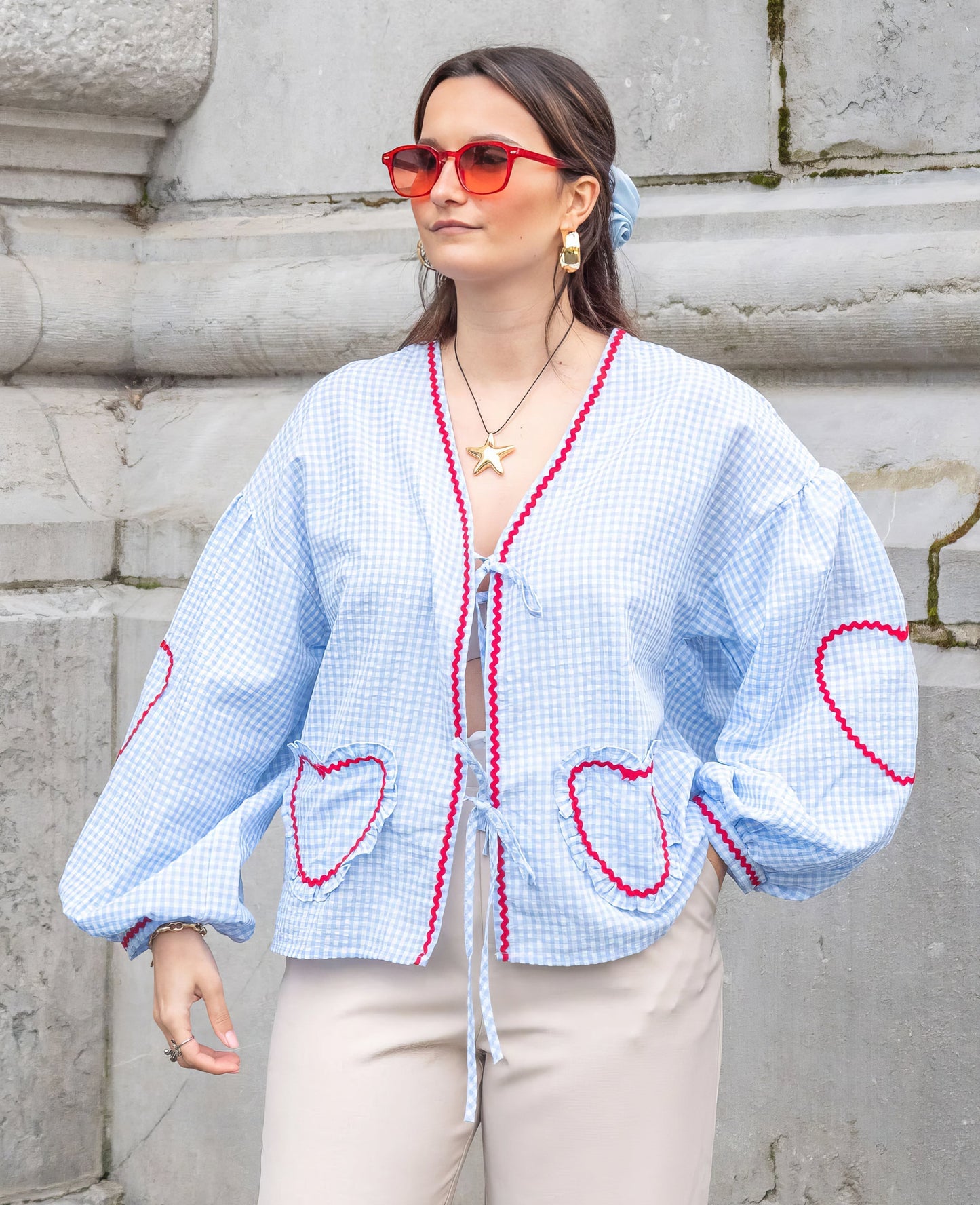 Stylish Heart Pattern Women's Blouse