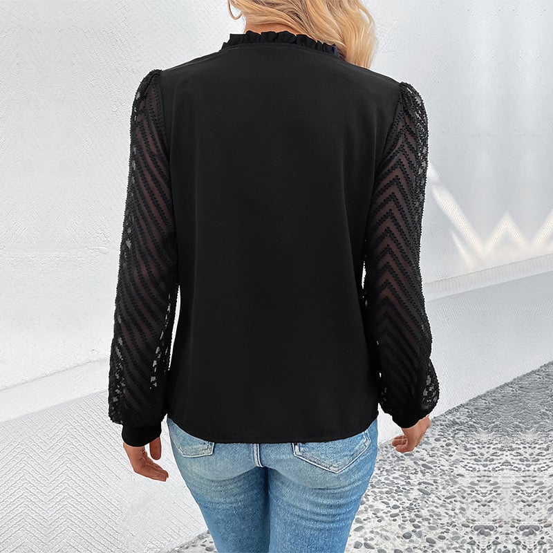 Comfortable V Neck Lace Blouse Relaxed Fit