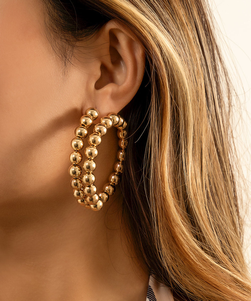 Women's Gold Tone Hoop Earrings Alloy 6cm - OutfitLondon