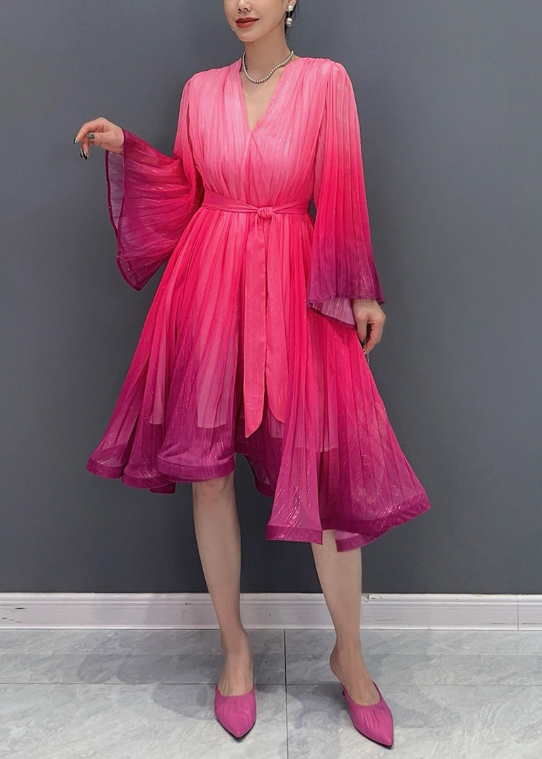 Women's Bohemian Maxi Dress Red V Neck - OutfitLondon