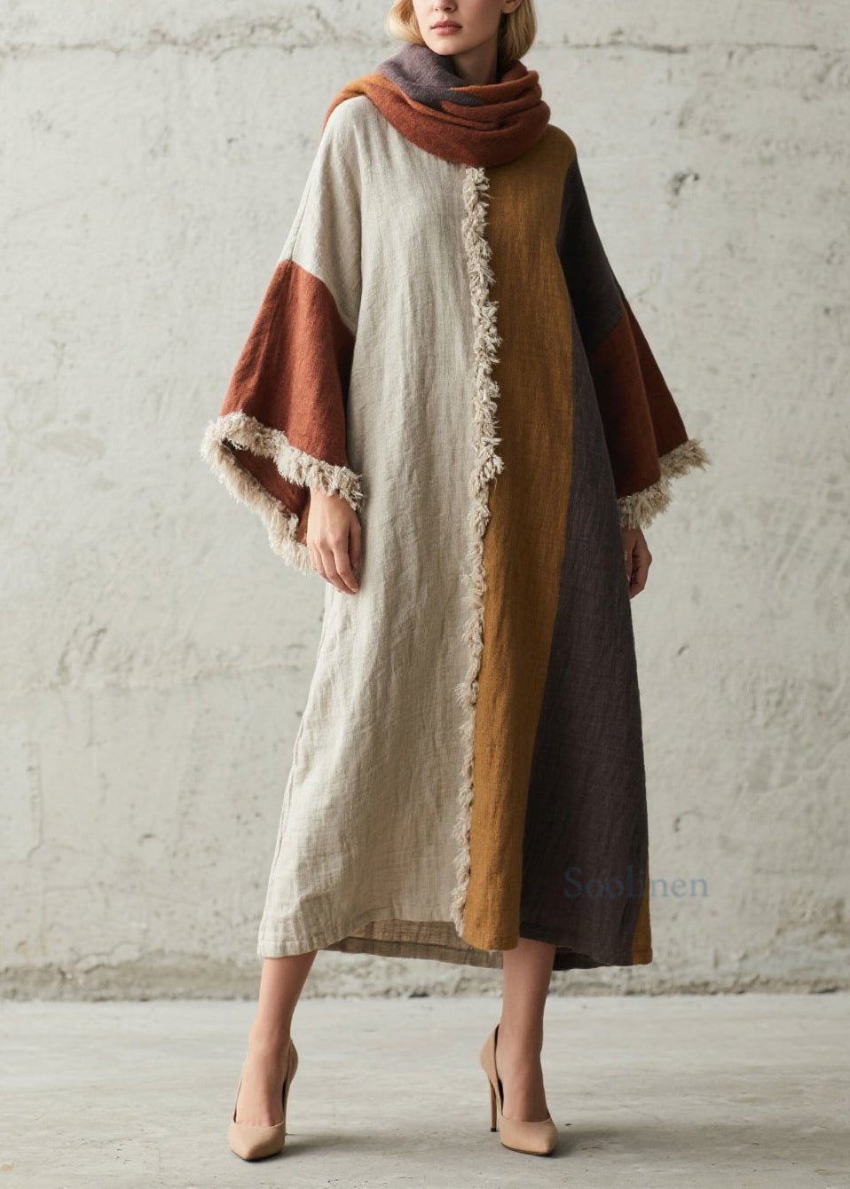Women's Cotton Patchwork Robe Pom Pom Trim - OutfitLondon