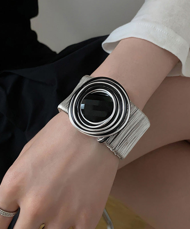 Women's Stainless Steel Cuff Bracelet Durable Silver Tone - OutfitLondon
