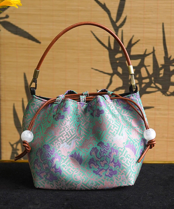 Silk Bucket Bag Boho Print Drawstring - OutfitLondon