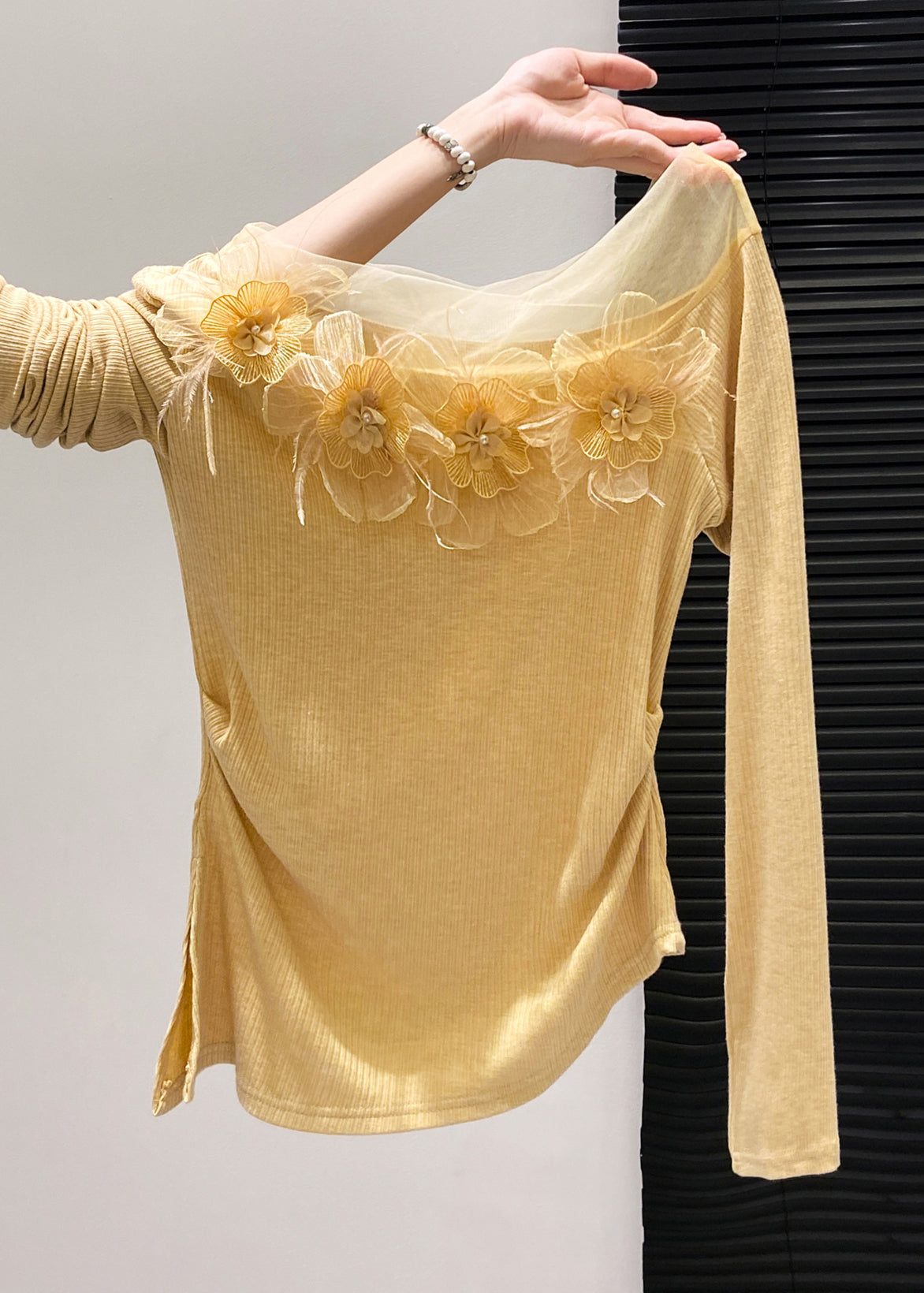 Women's Cotton Blouse Yellow Floral Lightweight - OutfitLondon