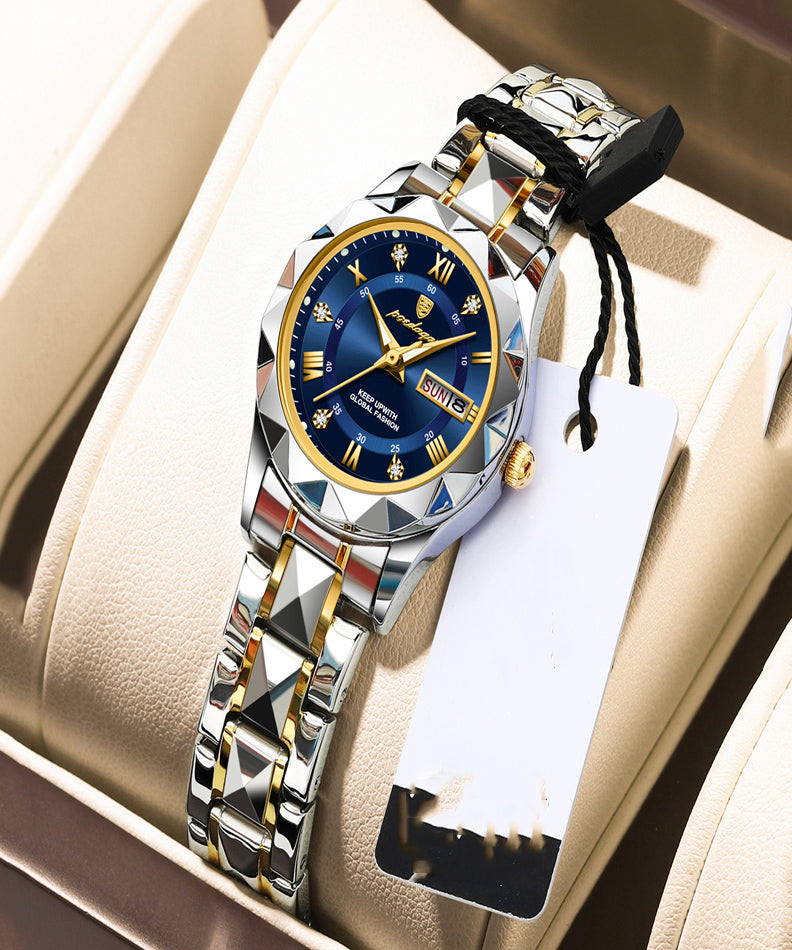 Blue Stainless Steel Watch Sapphire Crystal Waterproof - OutfitLondon