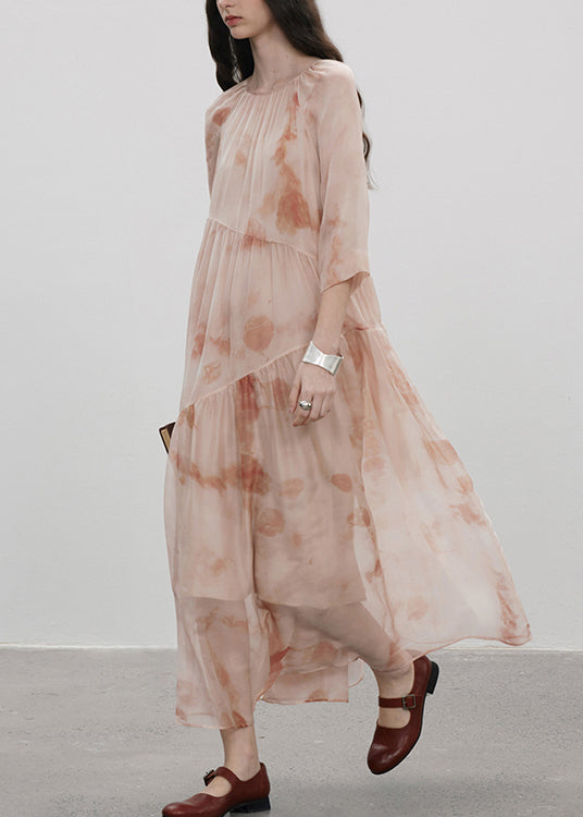 Women's Silk Rose Print Summer Dress Lightweight Breathable - OutfitLondon