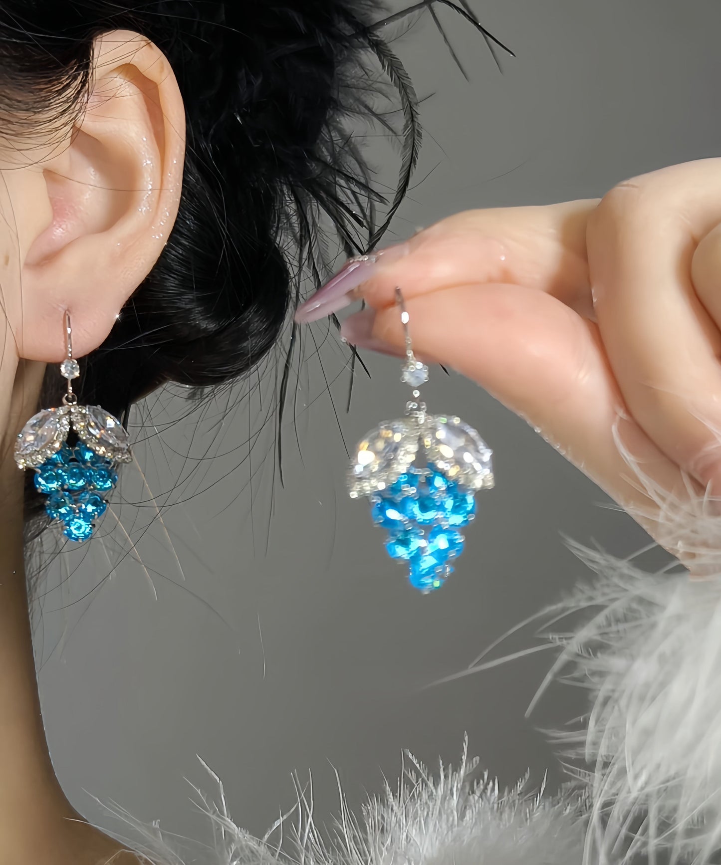 Sterling Silver Blue Zircon Drop Earrings - OutfitLondon