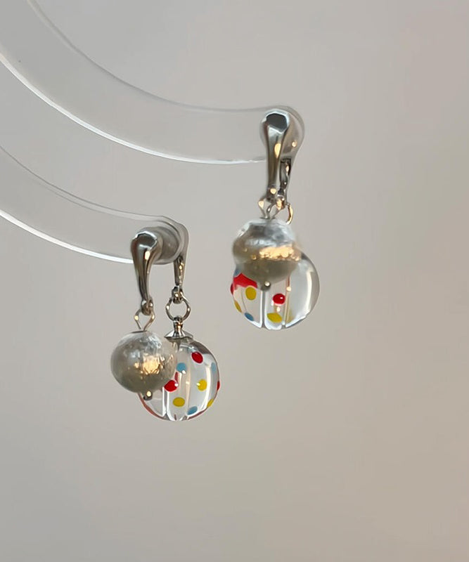 Women's Sterling Silver Silk Hoop Earrings Frosted Dots - OutfitLondon