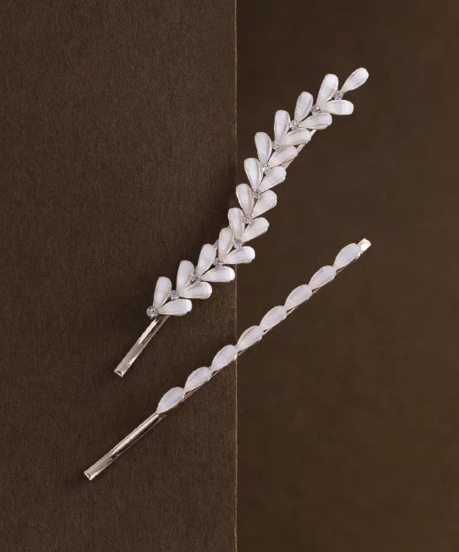 Women's Hairpins Set White Alloy 2 Piece - OutfitLondon