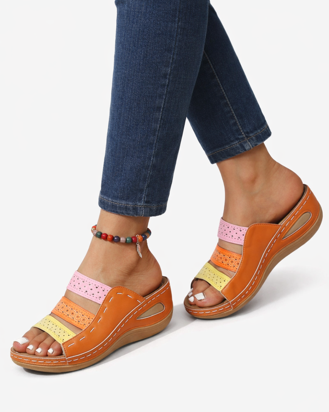Colorful Wedge Sandals with Adjustable Straps