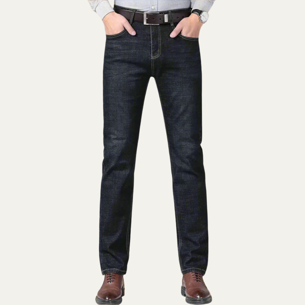 Comfortable Fit Straight Leg Blue Jeans