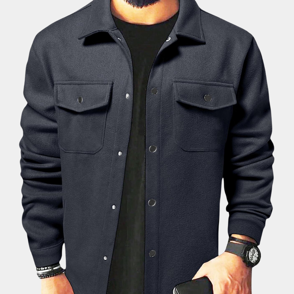 Casual Loose Fit Snap Shirt for Men