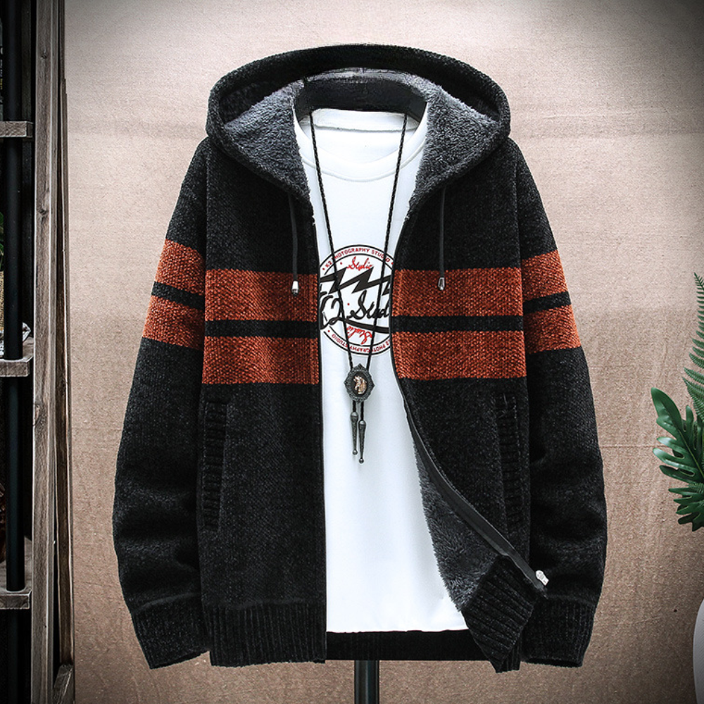 Comfortable Mens Striped Hoodie Sweatshirt