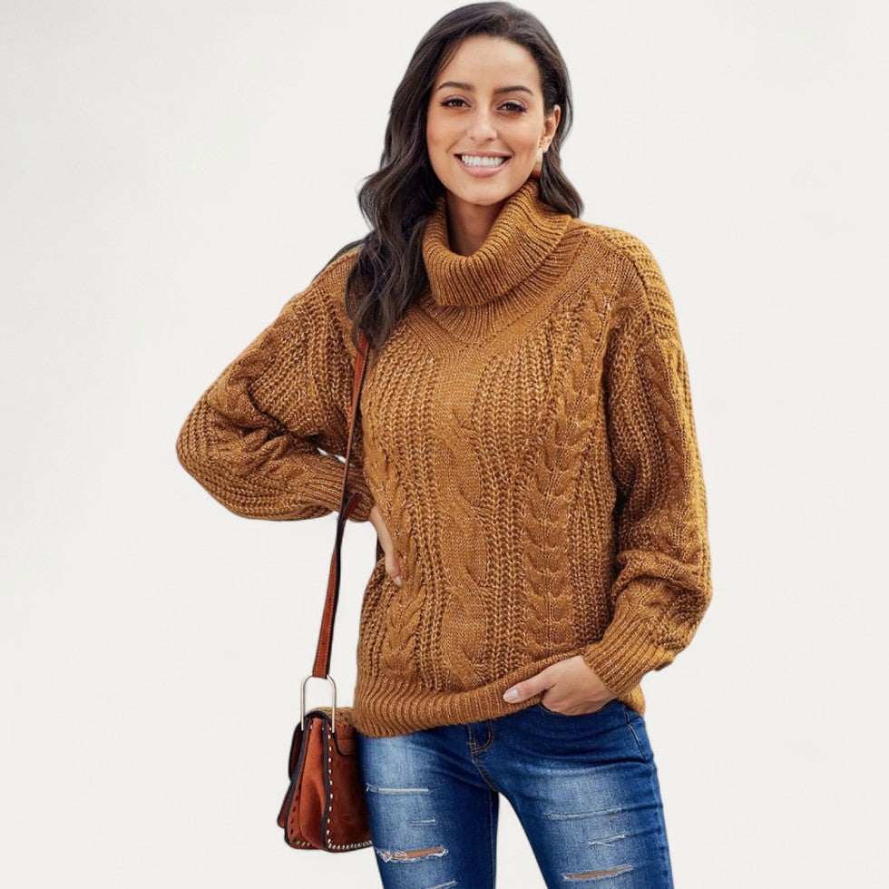 Women's Chunky Knit High Neck Sweater