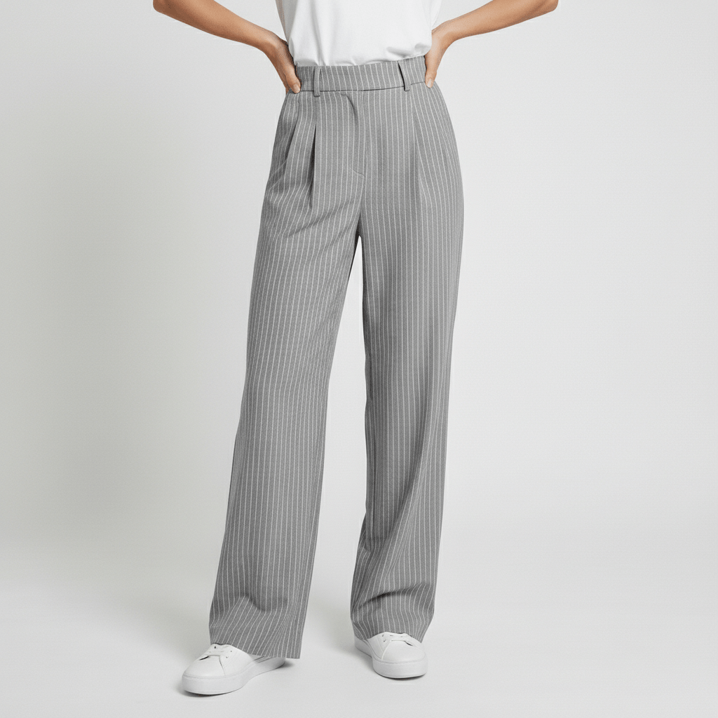 Chic 2 Piece Suit Cropped Jacket and Pinstripe Trousers