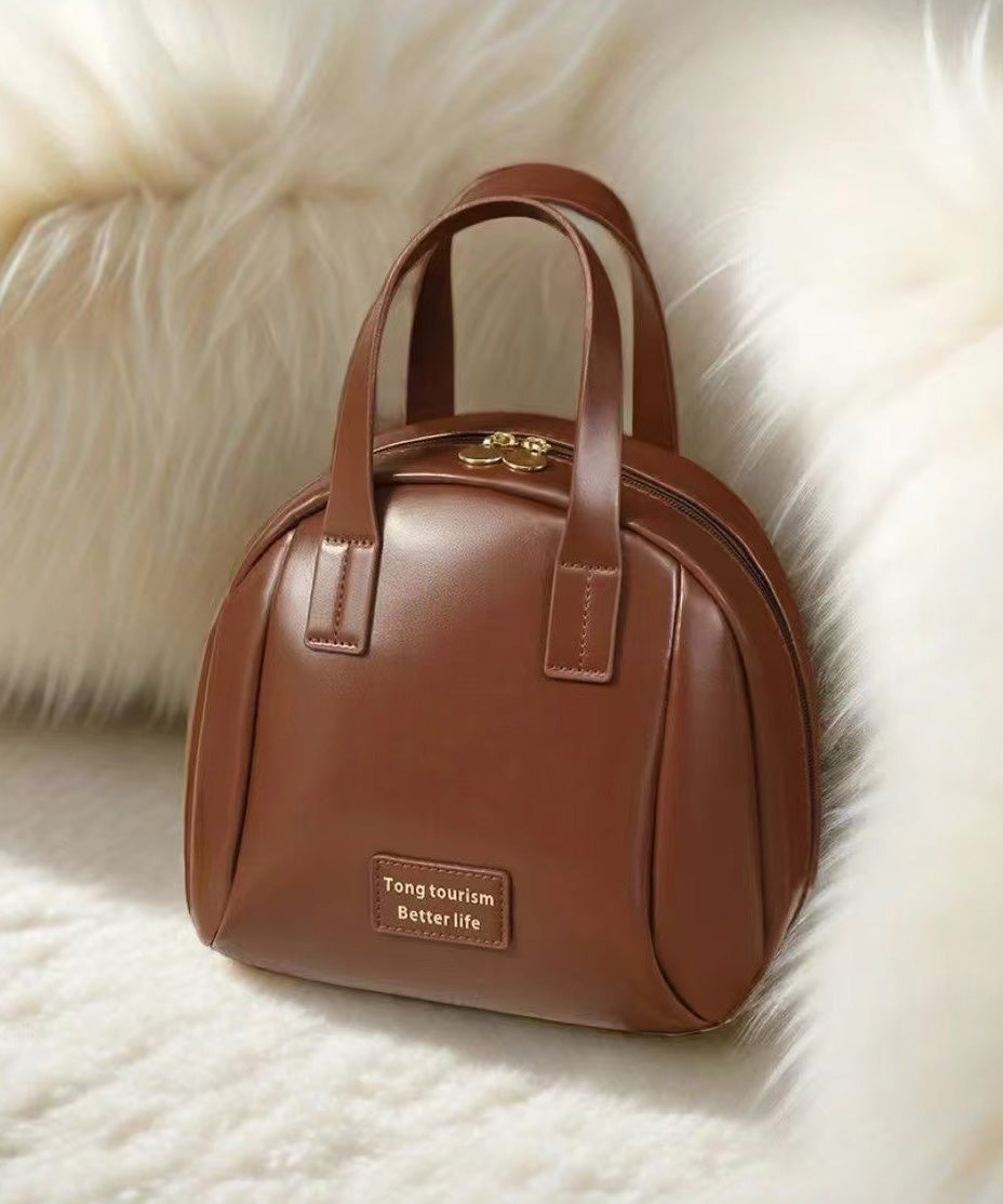 Women's Faux Leather Tote Bag Durable Zip Closure 24x22x10cm - OutfitLondon