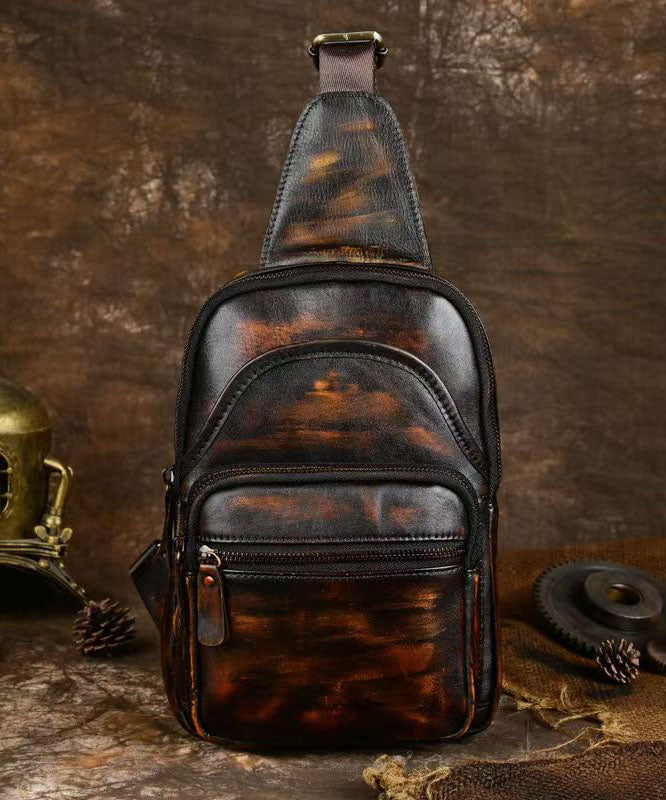 OutfitLondon Leather Shoulder Bag Coffee Brown Zipper Closure - OutfitLondon