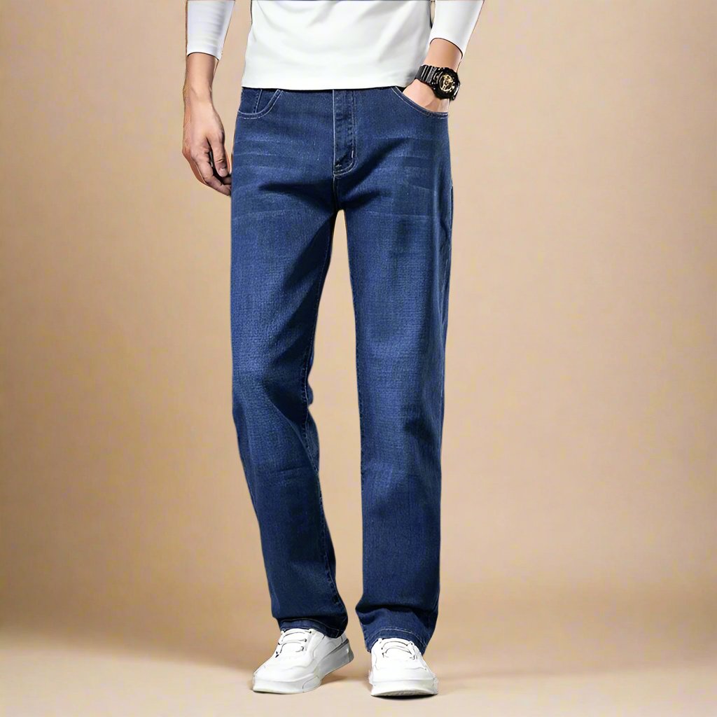Relaxed Fit Men's Straight Leg Blue Jeans